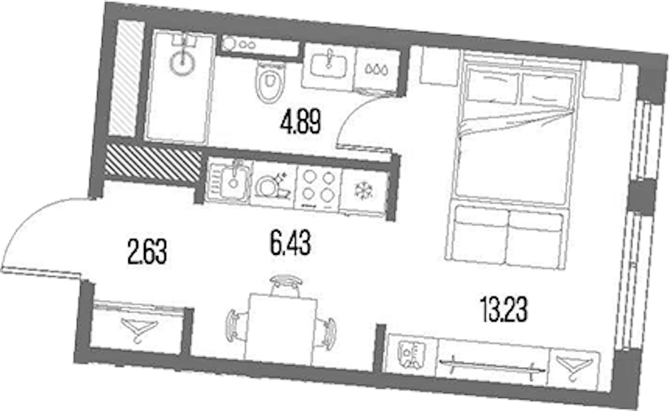 Квартира студия 27.19 м², 7/10 эт., ЖК «LEGENDA Васильевского»